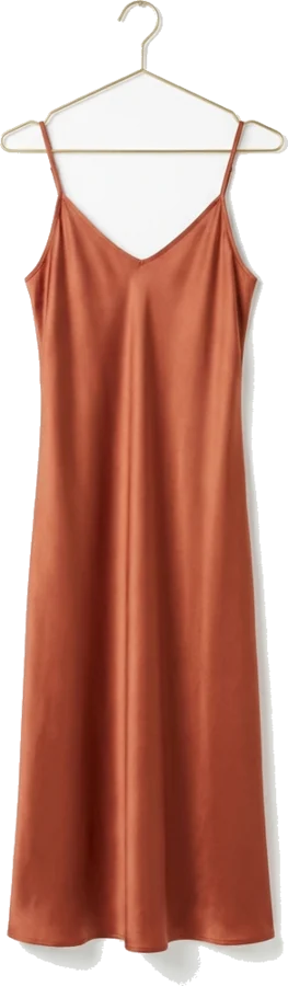 Vestido de seda terracota